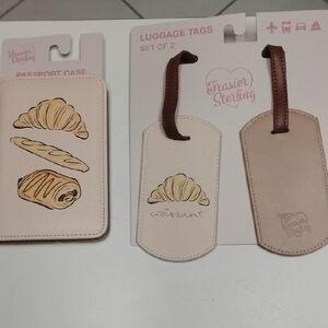 Frasier Sterling Passport Case and Luggage Tags Set Croissant Pastry